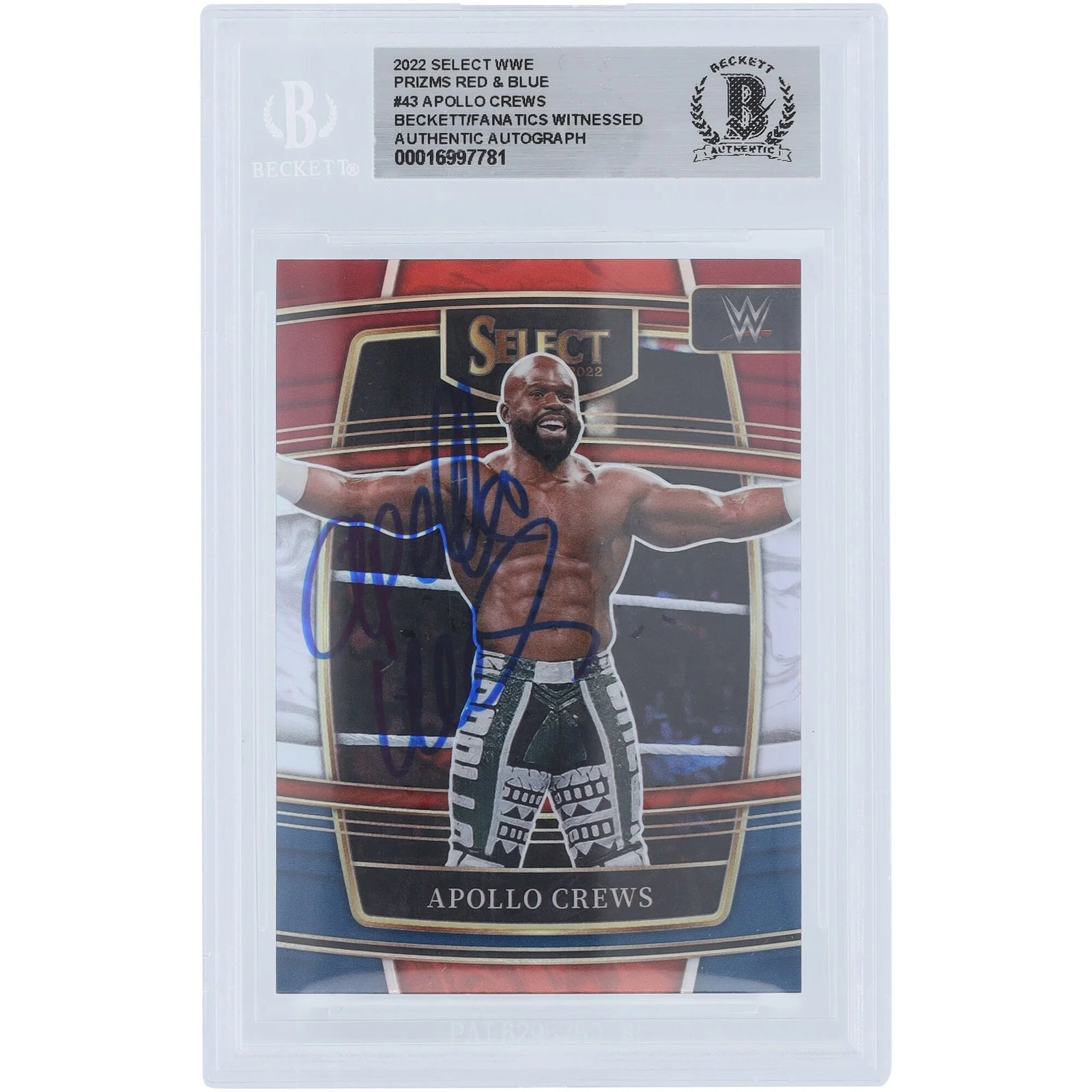 Apollo Crews Signed 2022 Panini Select Prizm #43 | Beckett Witnessed