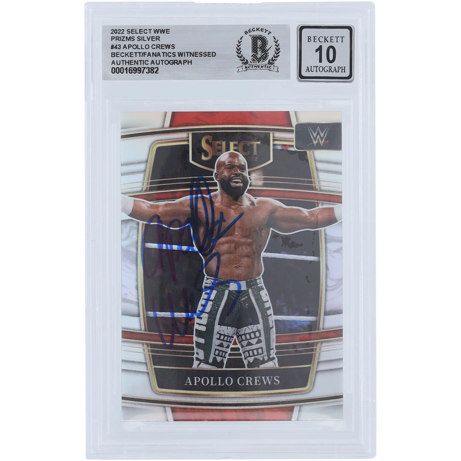 Apollo Crews Signed 2022 Panini Select Silver Prizm #43 | Beckett Graded 10