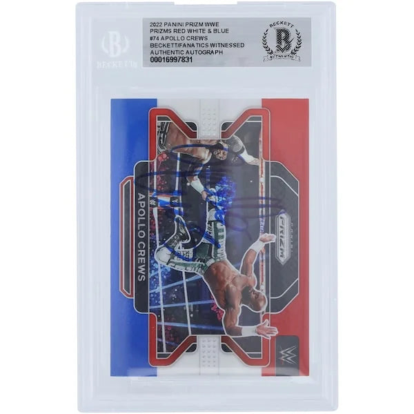 Apollo Crews Signed 2022 Panini Prizm Red White & Blue #74 | Beckett Authenticated