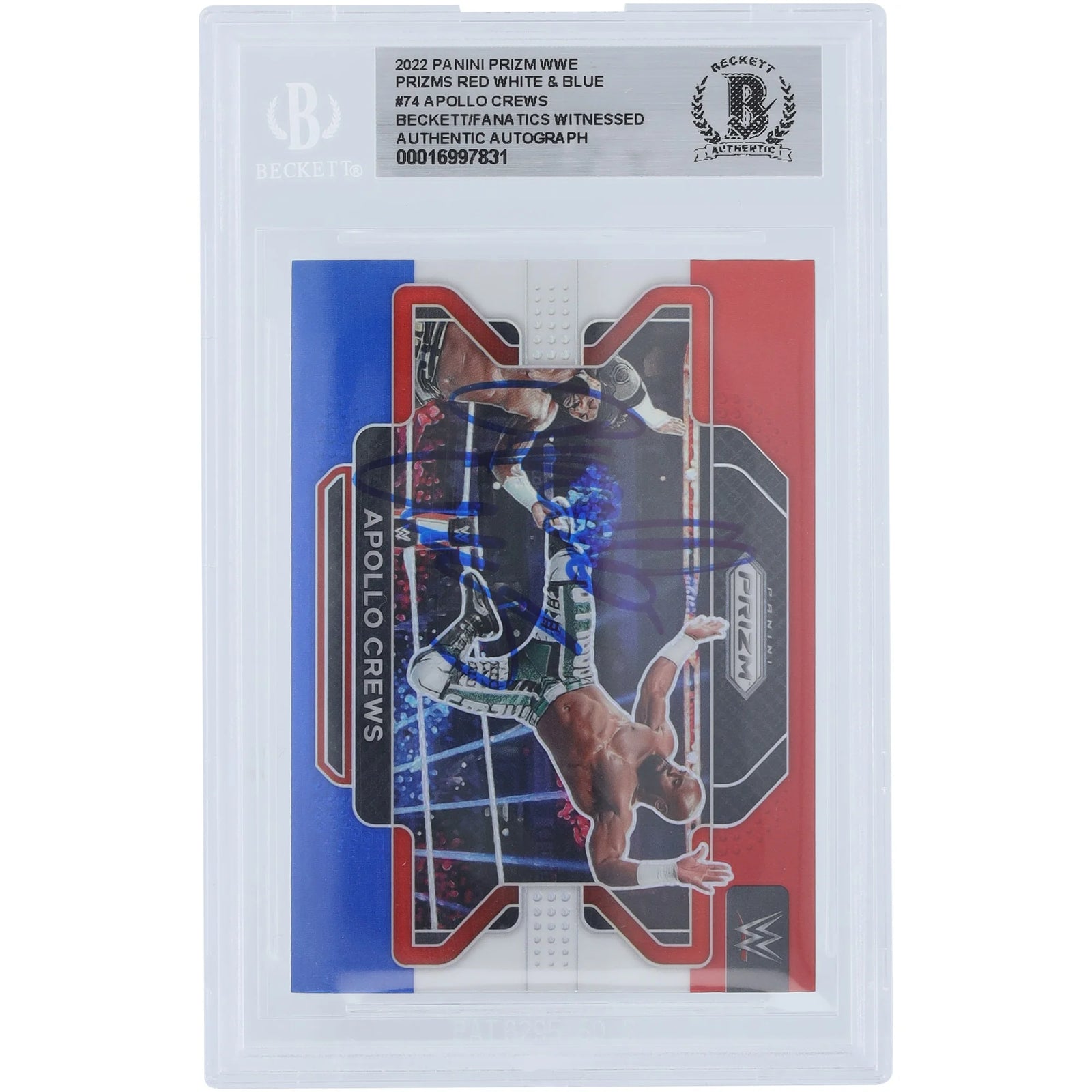 Apollo Crews Signed 2022 Panini Prizm Red White & Blue #74 | Beckett Authenticated