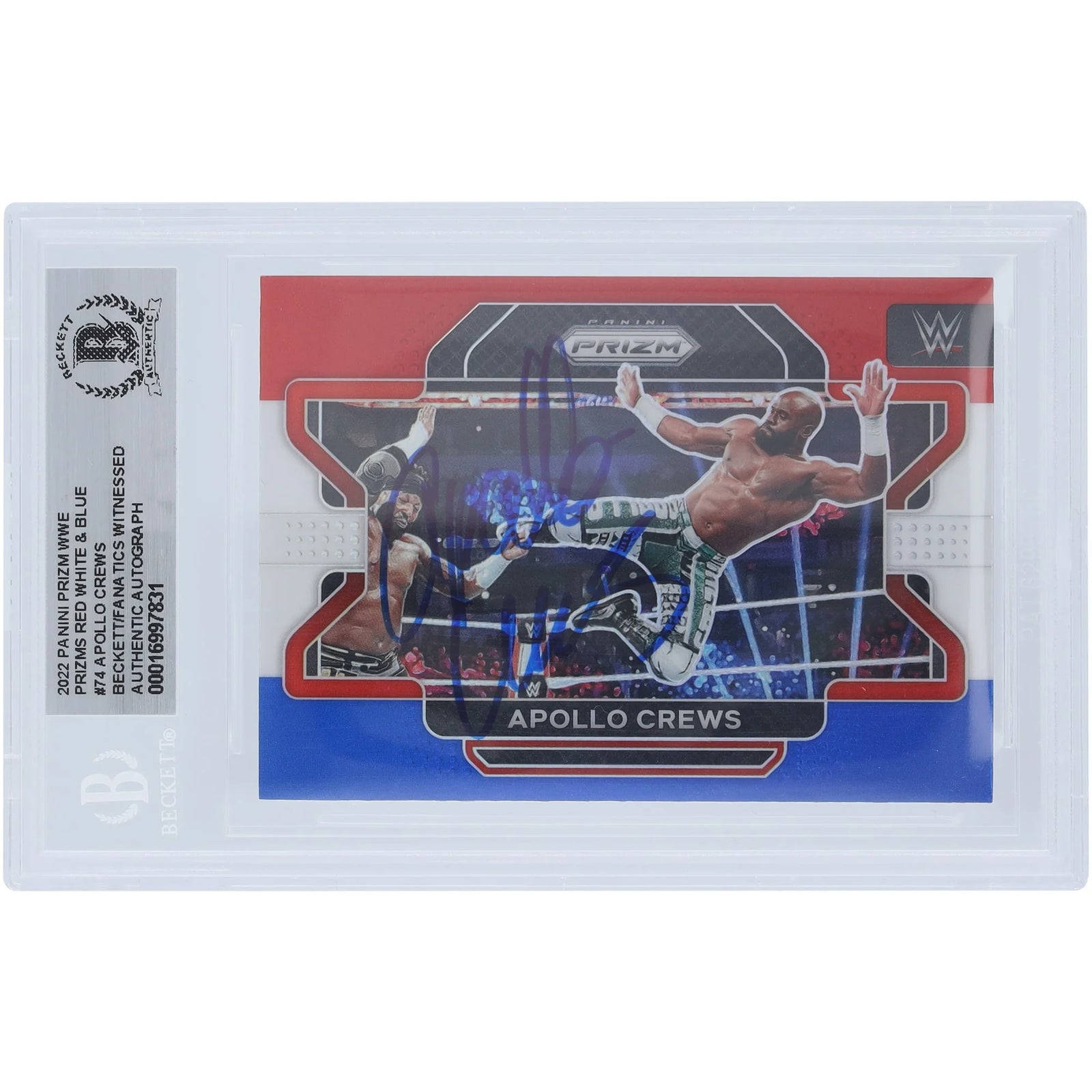 Apollo Crews Signed 2022 Panini Prizm Red White & Blue #74 | Beckett Authenticated