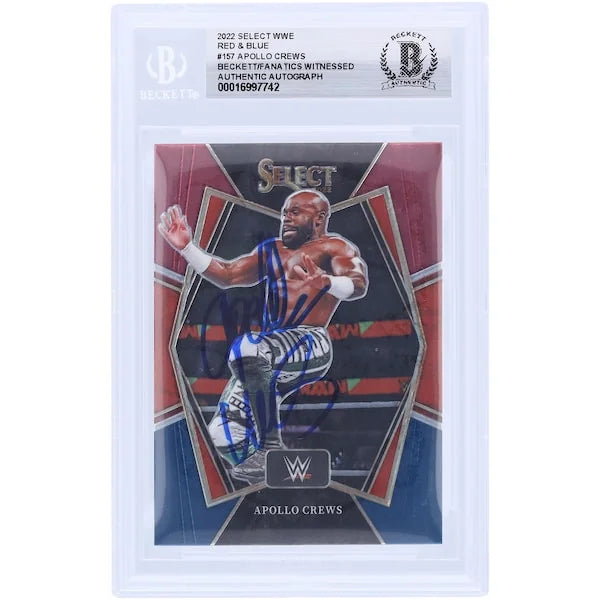 Apollo Crews Signed 2022 Panini Select Red & Blue #157 Card | Beckett Authenticated