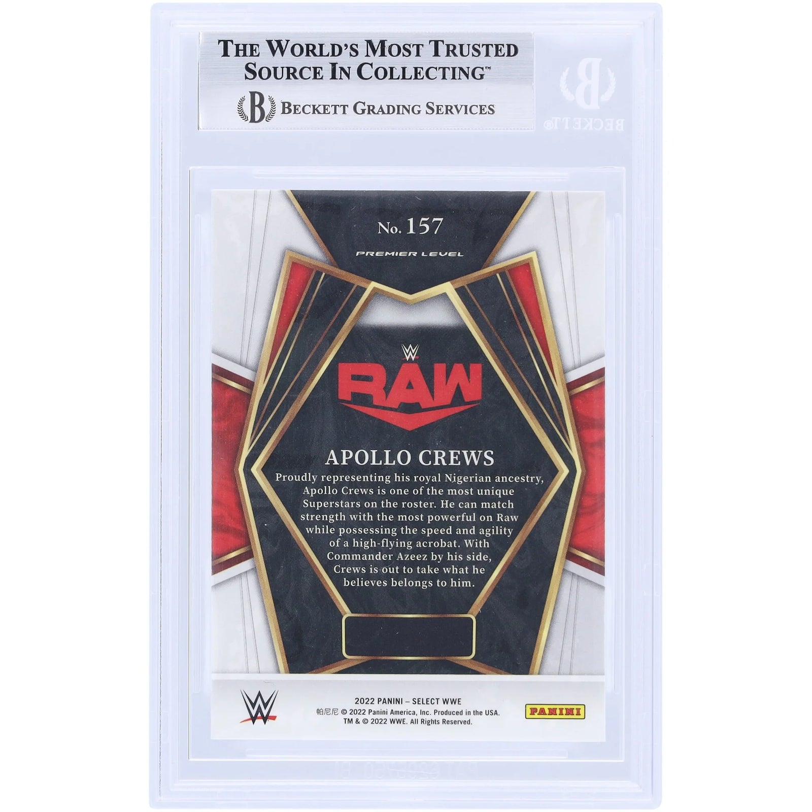 Apollo Crews Signed 2022 Panini Select Red & Blue #157 Card | Beckett Authenticated