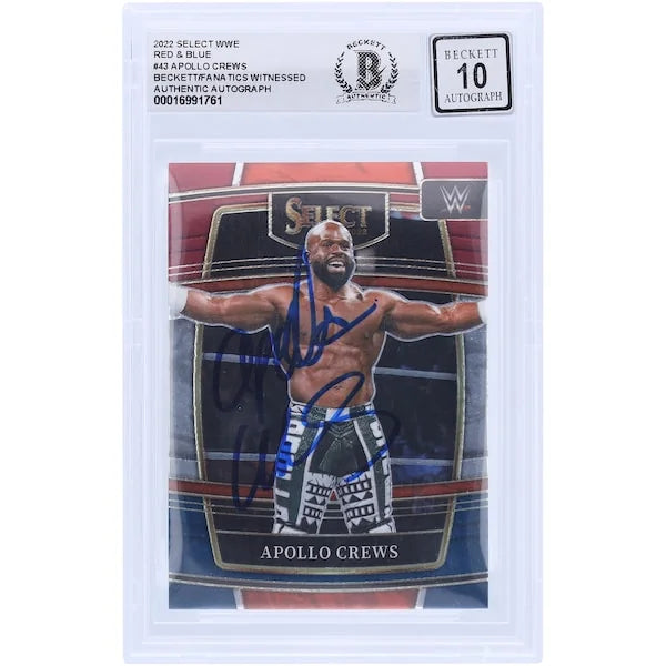 Apollo Crews Signed 2022 Panini Select WWE Card #43 | Beckett 10