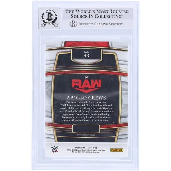 Apollo Crews Signed 2022 Panini Select WWE Card #43 | Beckett 10