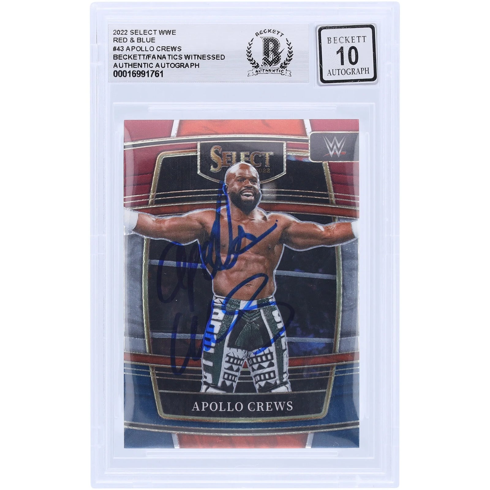 Apollo Crews Signed 2022 Panini Select WWE Card #43 | Beckett 10