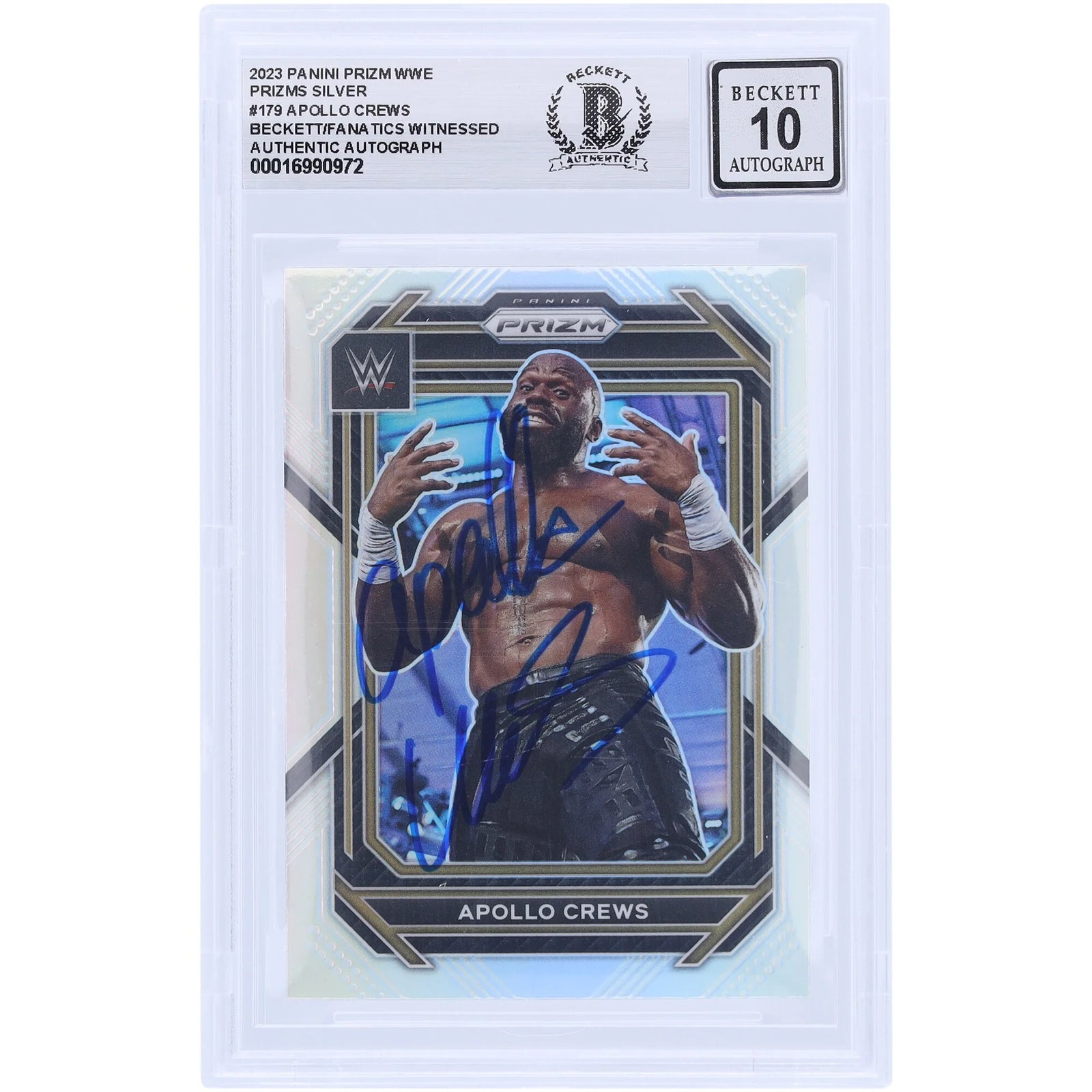 Apollo Crews Signed 2023 Panini Prizm Silver Prizm #179 | Graded 10