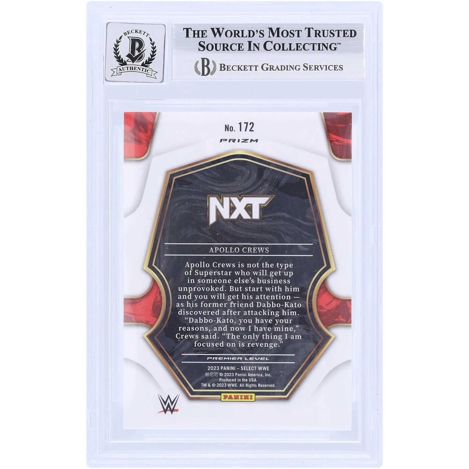 Apollo Crews Signed 2023 Panini Select Red & Blue #172 | Beckett 10