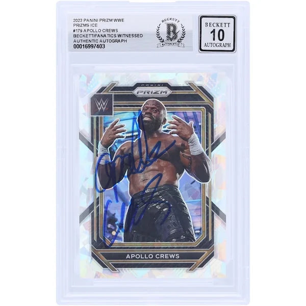 Apollo Crews Signed 2023 Panini Prizm Ice Prizm #179 | Beckett Graded 10