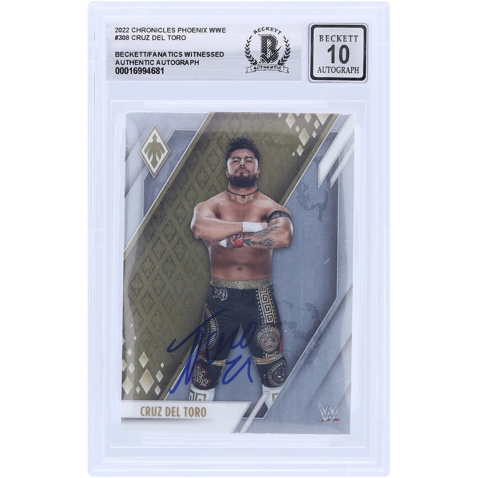 Cruz Del Toro Signed 2022 Panini Chronicles Phoenix #308 | Beckett 10