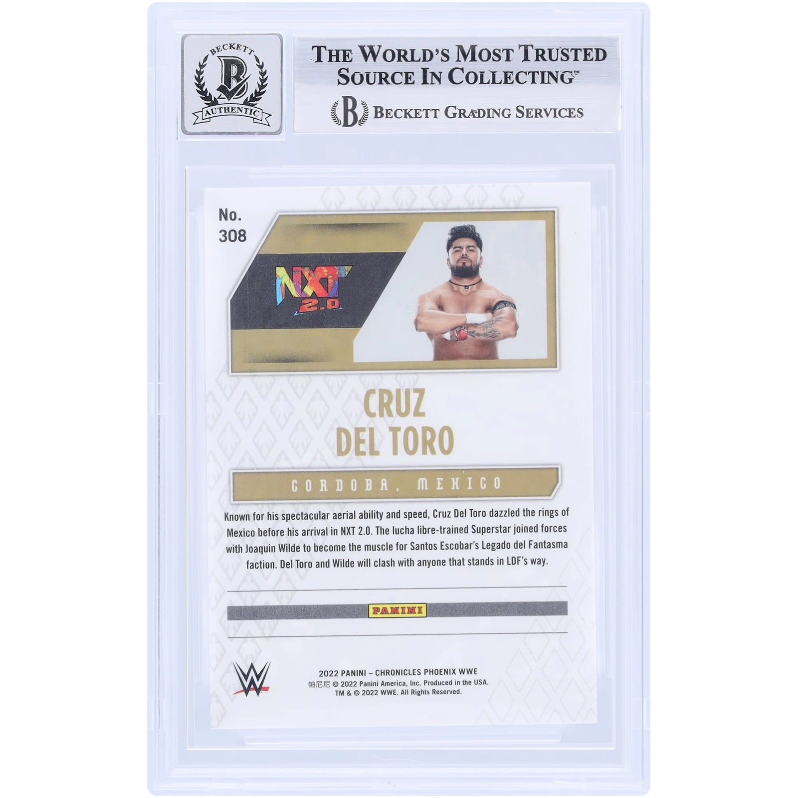 Cruz Del Toro Signed 2022 Panini Chronicles Phoenix #308 | Beckett 10