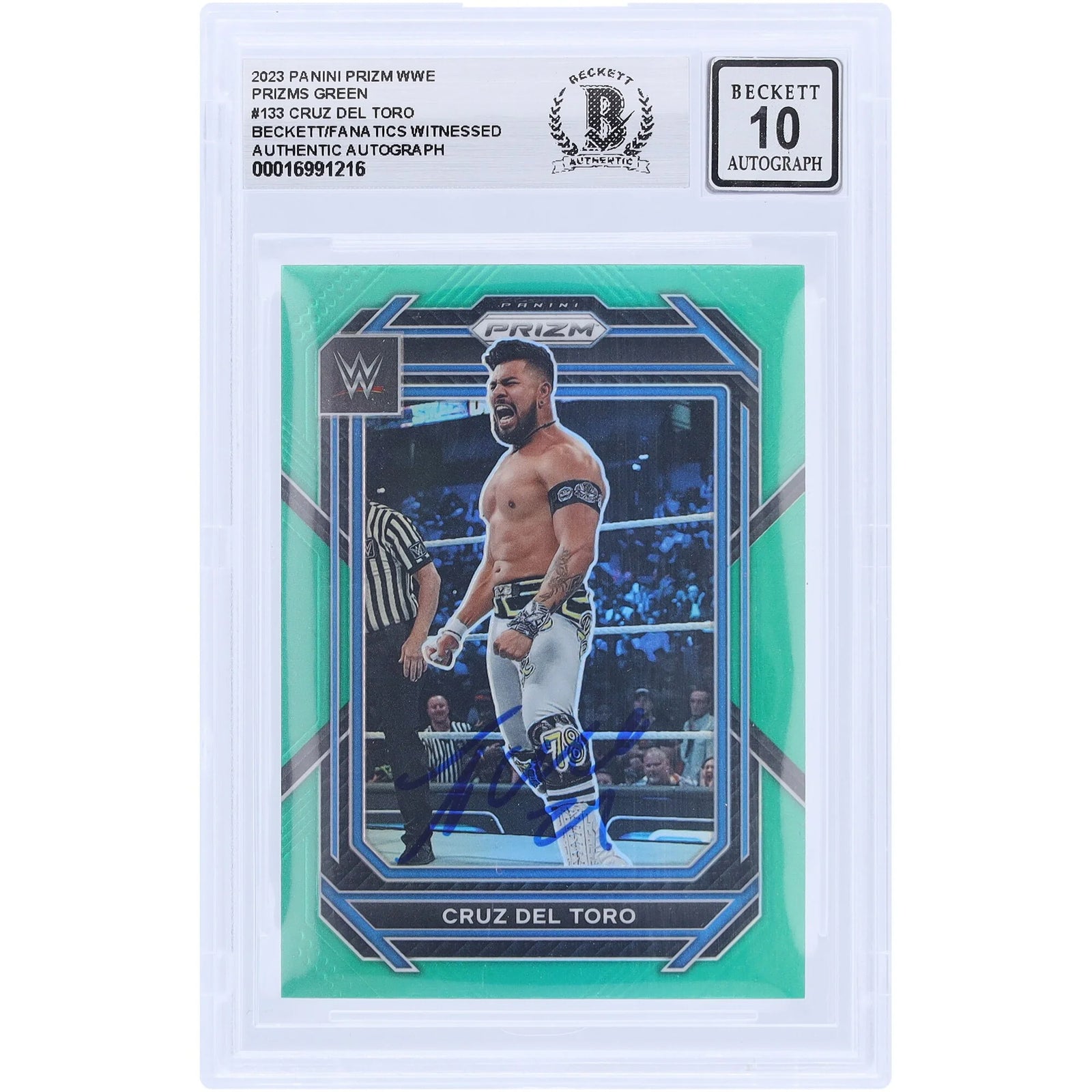 Cruz Del Toro Signed 2023 Panini Prizm Green Prizm #133 | Beckett Graded 10