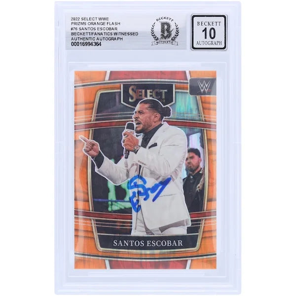 Santos Escobar Signed 2022 Panini Select Orange Flash Prizm #76 | Graded 10