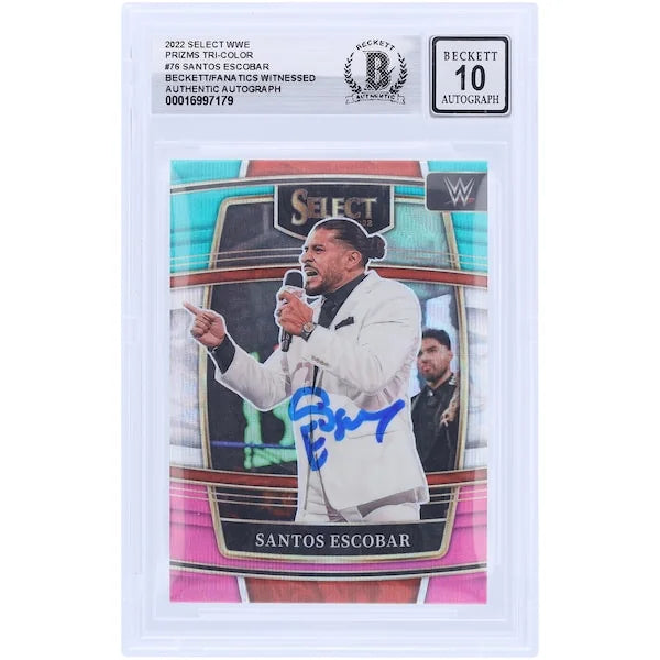 Santos Escobar Signed 2022 Panini Select Tri-Color Prizm #76 | Beckett 10