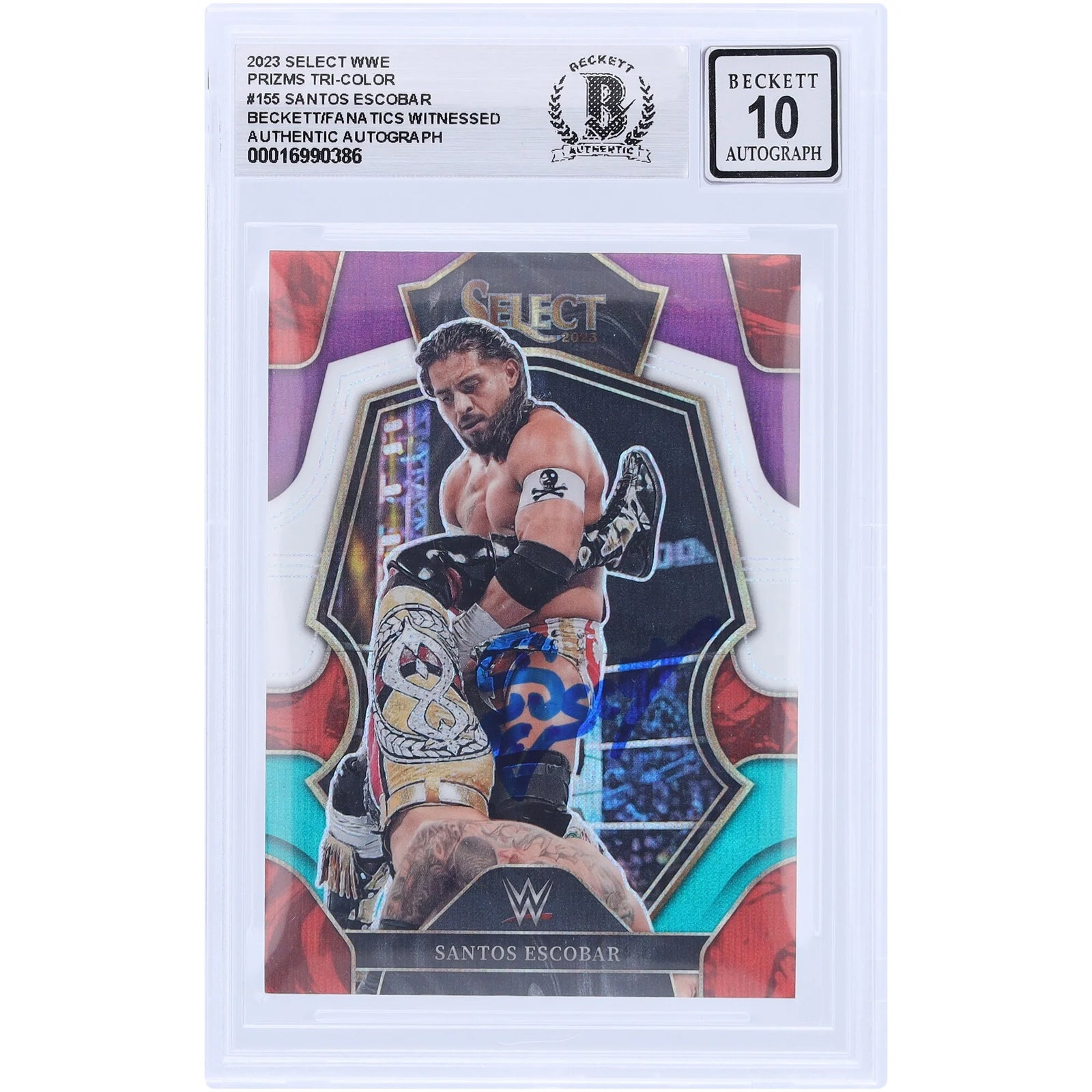 Santos Escobar Signed 2023 Panini Select Tri-Color Prizm #155 | Beckett 10