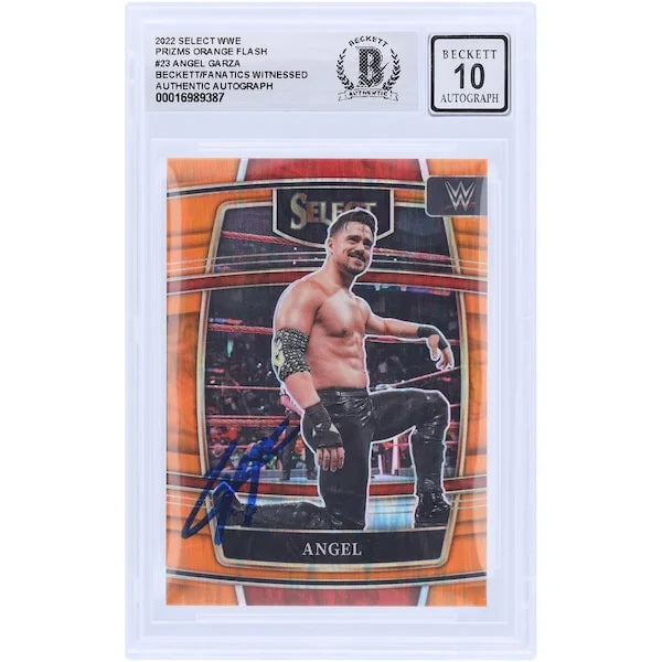 Angel Garza Signed 2022 Panini Select Orange Flash Prizm #23 | Beckett 10