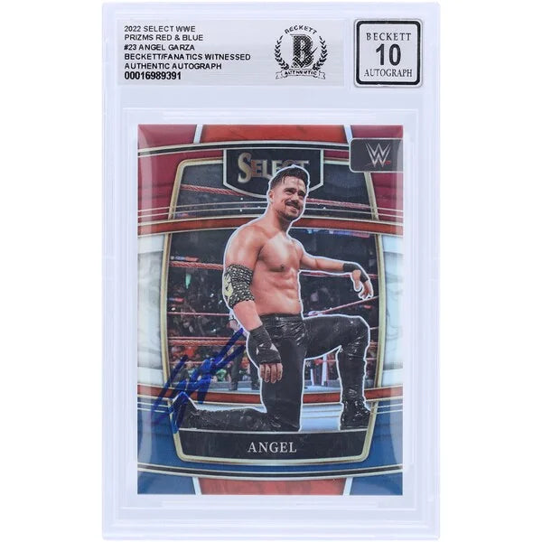 Angel Garza Signed 2022 Panini Select Red & Blue Prizm #23 | Beckett 10