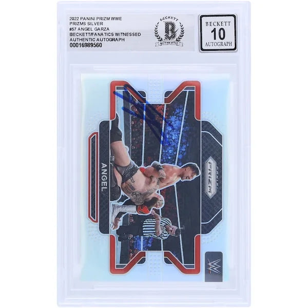 Angel Garza Signed 2022 Panini Prizm Silver Prizm #57 | Beckett 10