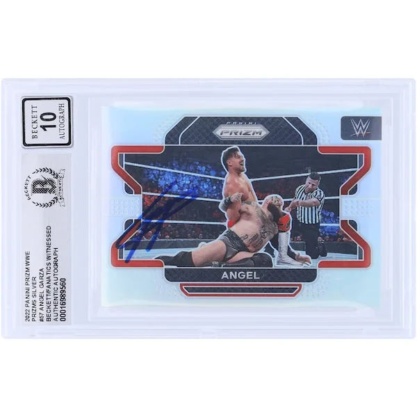 Angel Garza Signed 2022 Panini Prizm Silver Prizm #57 | Beckett 10