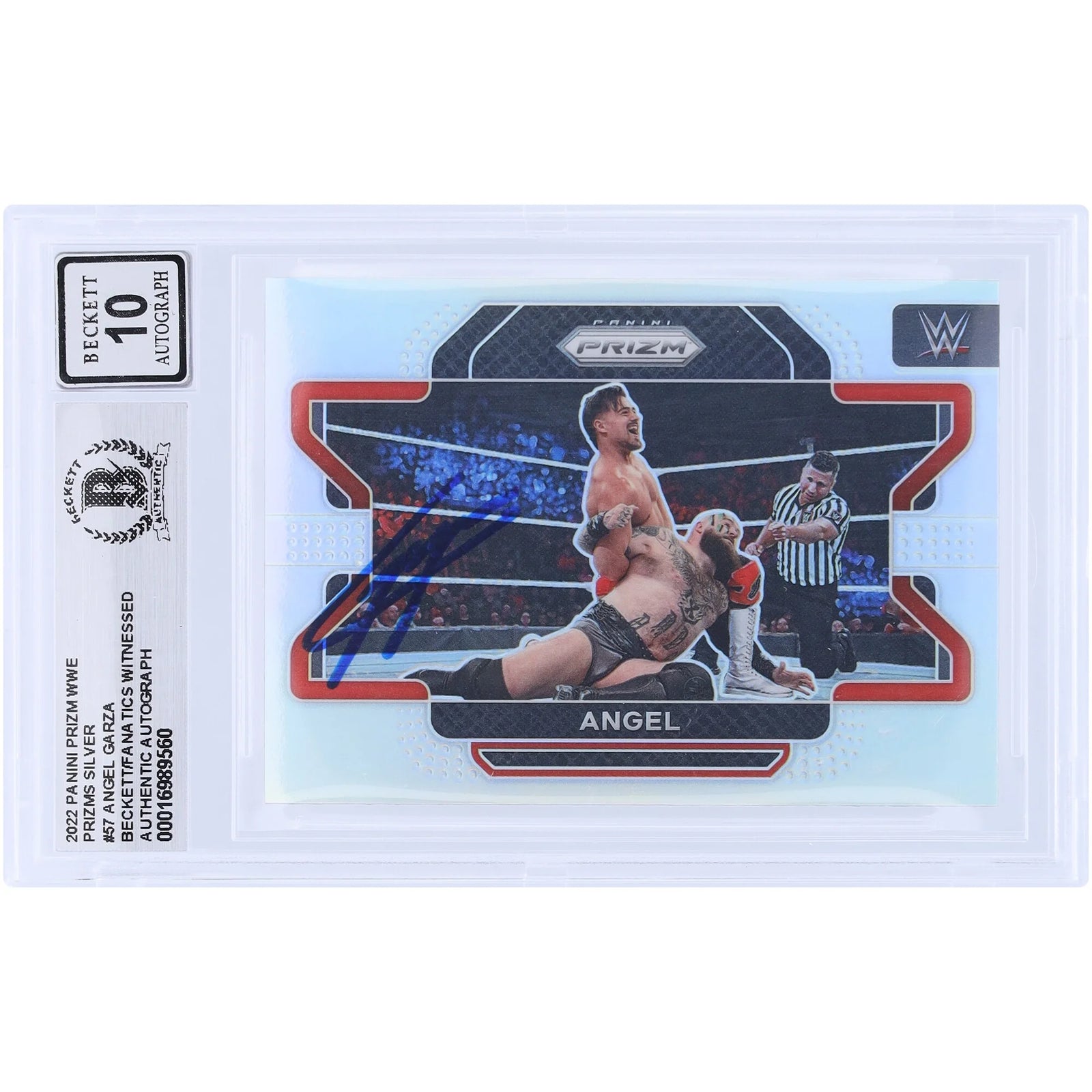 Angel Garza Signed 2022 Panini Prizm Silver Prizm #57 | Beckett 10