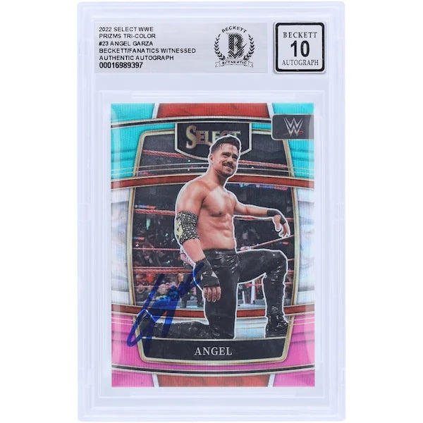 Angel Garza Signed 2022 Panini Select Tri-Color Prizm #23 | Beckett 10