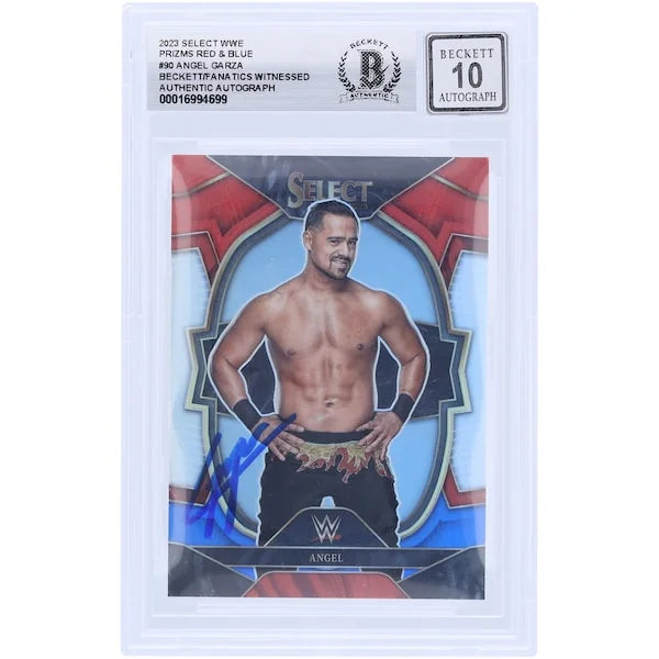 Angel Garza Signed 2023 Panini Select Red & Blue Prizm #90 | Beckett 10