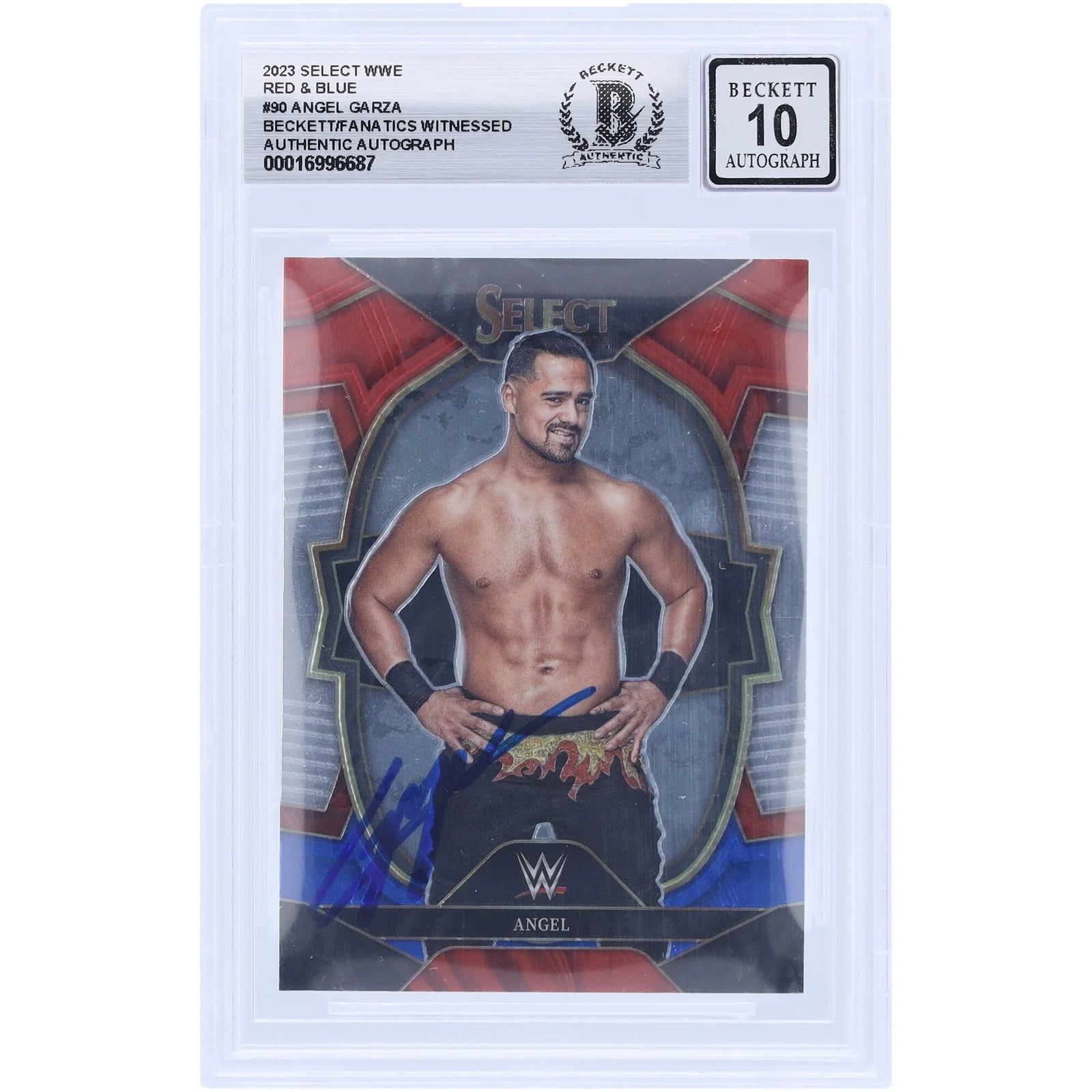 Angel Garza Signed 2023 Panini Select Red & Blue #90 | Graded 10