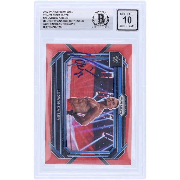 Ludwig Kaiser Signed 2023 Panini Prizm Ruby Wave #25 | Graded 10