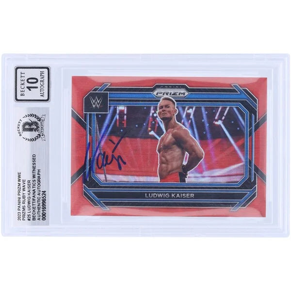 Ludwig Kaiser Signed 2023 Panini Prizm Ruby Wave #25 | Graded 10