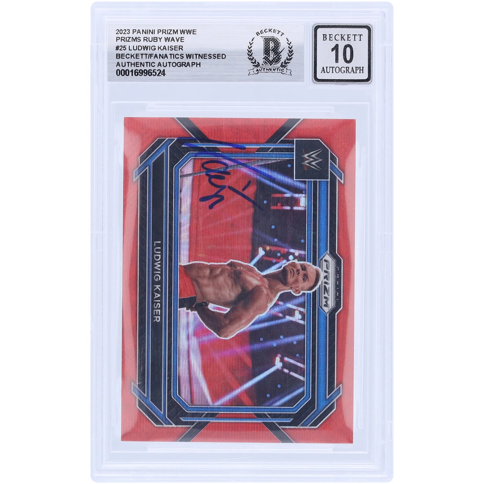 Ludwig Kaiser Signed 2023 Panini Prizm Ruby Wave #25 | Graded 10
