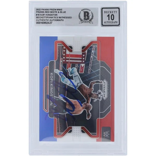 Kofi Kingston Signed 2022 Panini Prizm #16 Card | Beckett Graded 10