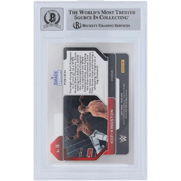 Kofi Kingston Signed 2022 Panini Prizm #16 Card | Beckett Graded 10