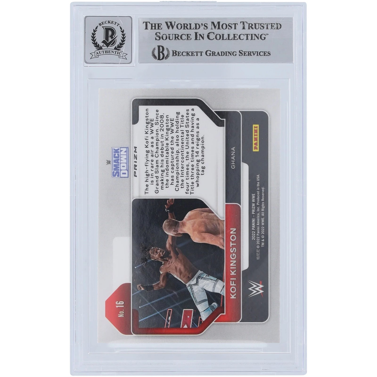 Kofi Kingston Signed 2022 Panini Prizm #16 Card | Beckett Graded 10