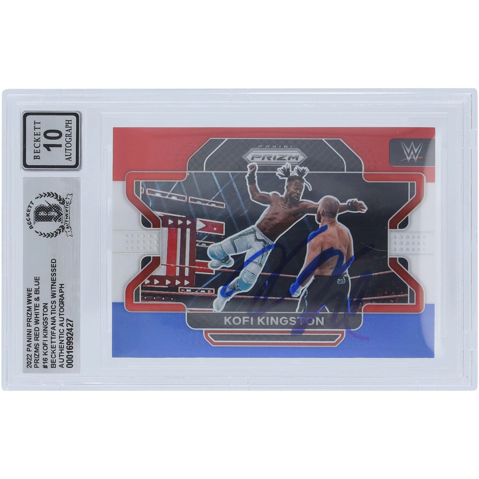 Kofi Kingston Signed 2022 Panini Prizm #16 Card | Beckett Graded 10
