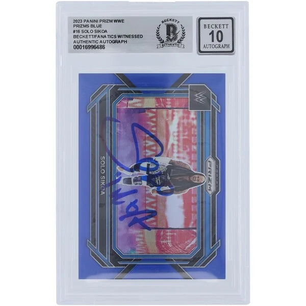 Solo Sikoa Signed 2023 Panini Prizm Blue Prizm #16 | Graded 10