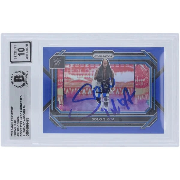 Solo Sikoa Signed 2023 Panini Prizm Blue Prizm #16 | Graded 10