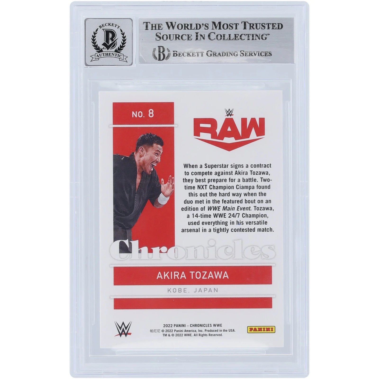 Akira Tozawa Signed 2022 Panini Chronicles #8 Card | Beckett Graded 10