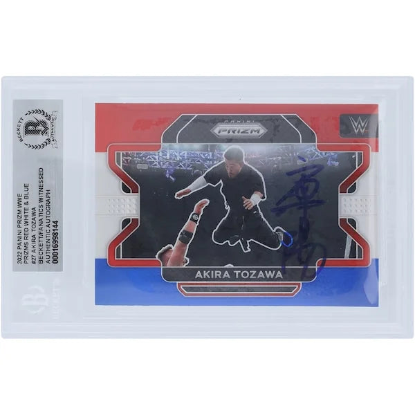 Akira Tozawa Signed 2022 Panini Prizm Red White & Blue #27 | Beckett Authenticated