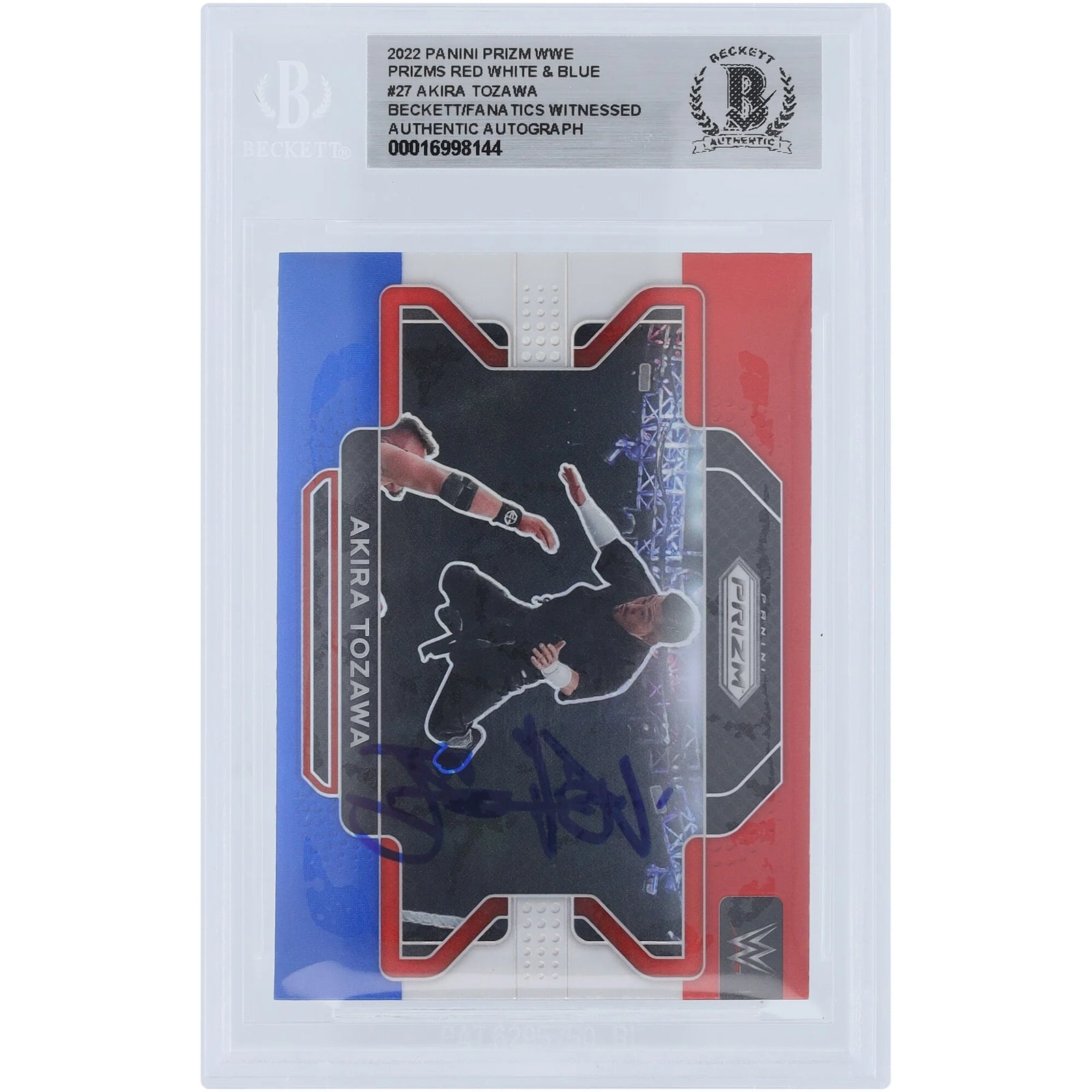 Akira Tozawa Signed 2022 Panini Prizm Red White & Blue #27 | Beckett Authenticated