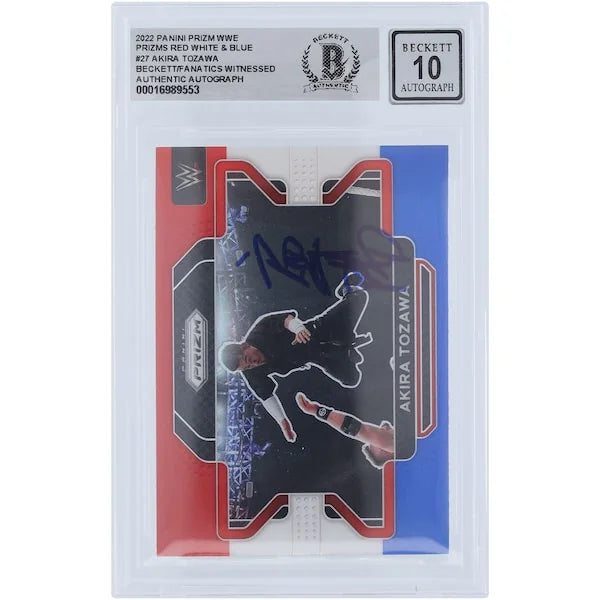 Akira Tozawa Signed 2022 Panini Prizm Red White & Blue #27 | Beckett 10