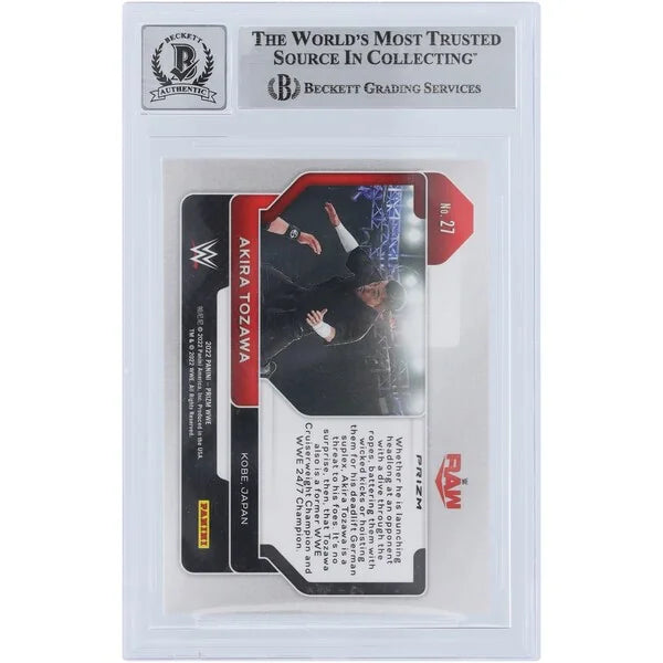 Akira Tozawa Signed 2022 Panini Prizm Red White & Blue #27 | Beckett 10