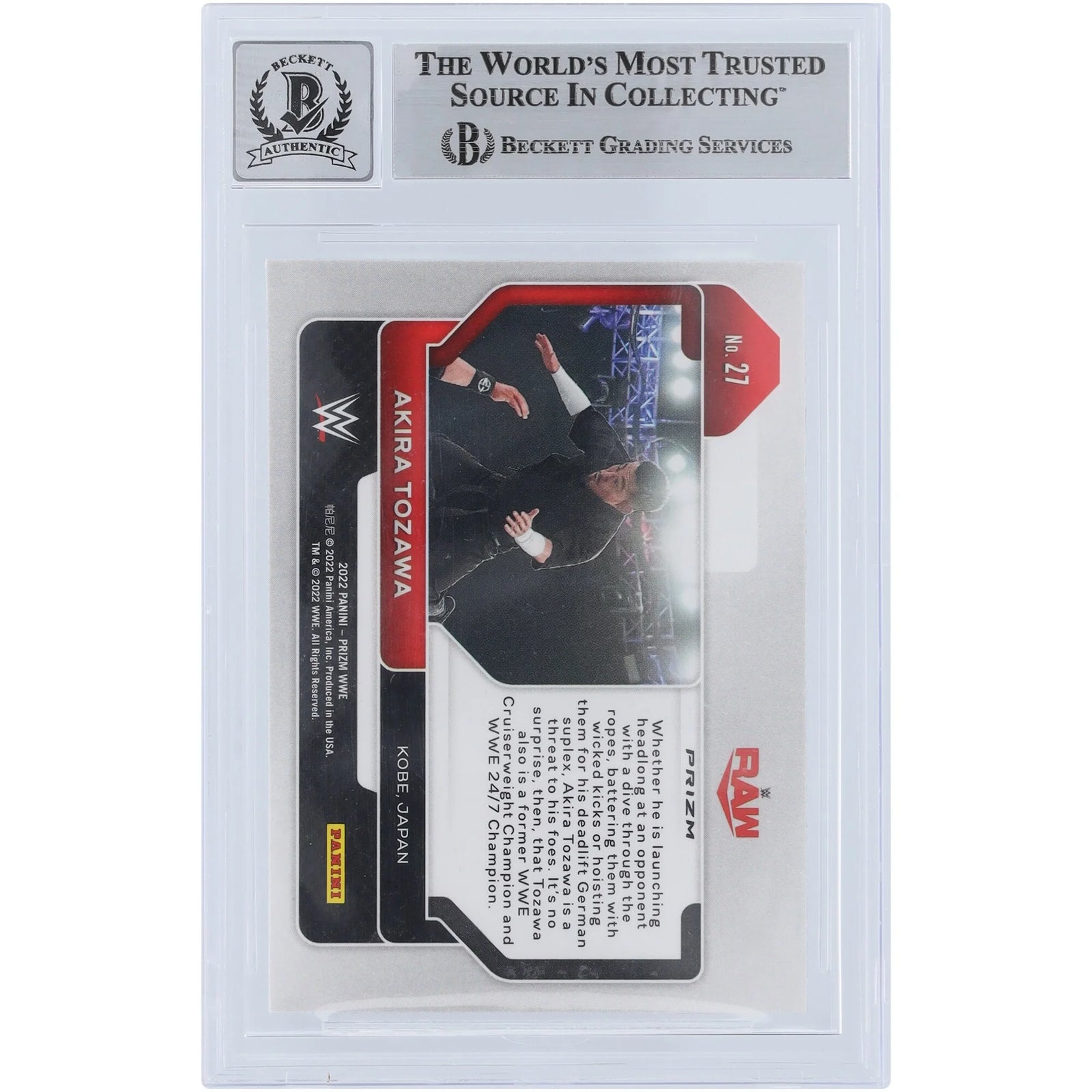 Akira Tozawa Signed 2022 Panini Prizm Red White & Blue #27 | Beckett 10