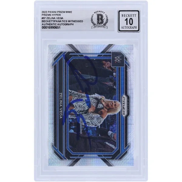 Zelina Vega Signed 2023 Panini Prizm Hyper Prizm #57 Card | Graded 10