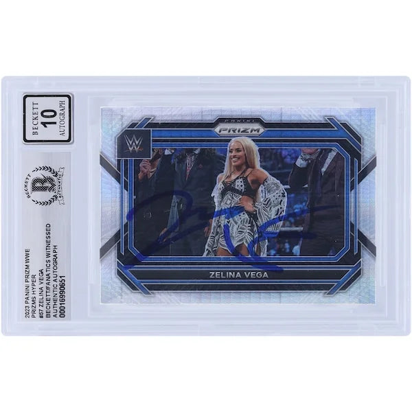 Zelina Vega Signed 2023 Panini Prizm Hyper Prizm #57 Card | Graded 10