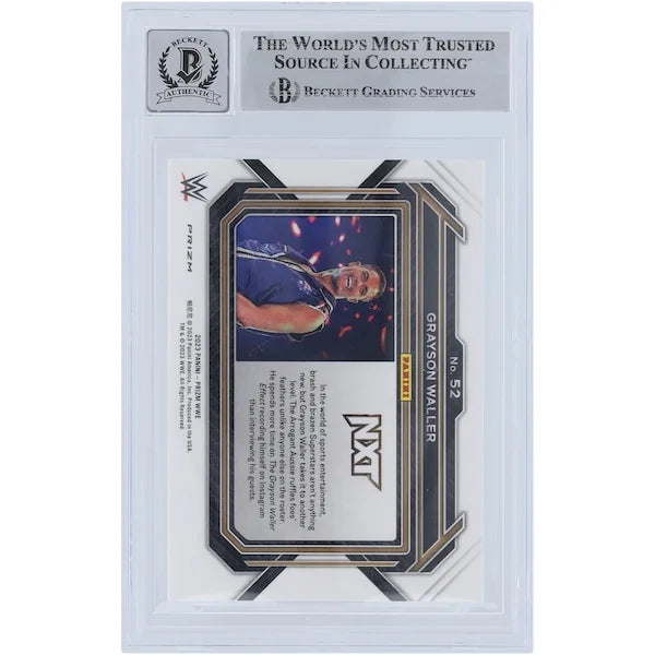 Grayson Waller Signed 2023 Panini Prizm Hyper Prizm #52 | Beckett 10
