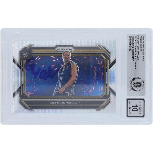 Grayson Waller Signed 2023 Panini Prizm Hyper Prizm #52 | Beckett 10