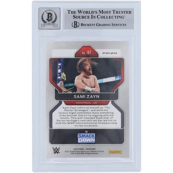 Sami Zayn Signed 2022 Panini Prizm Silver Prizm #181 | Beckett 10
