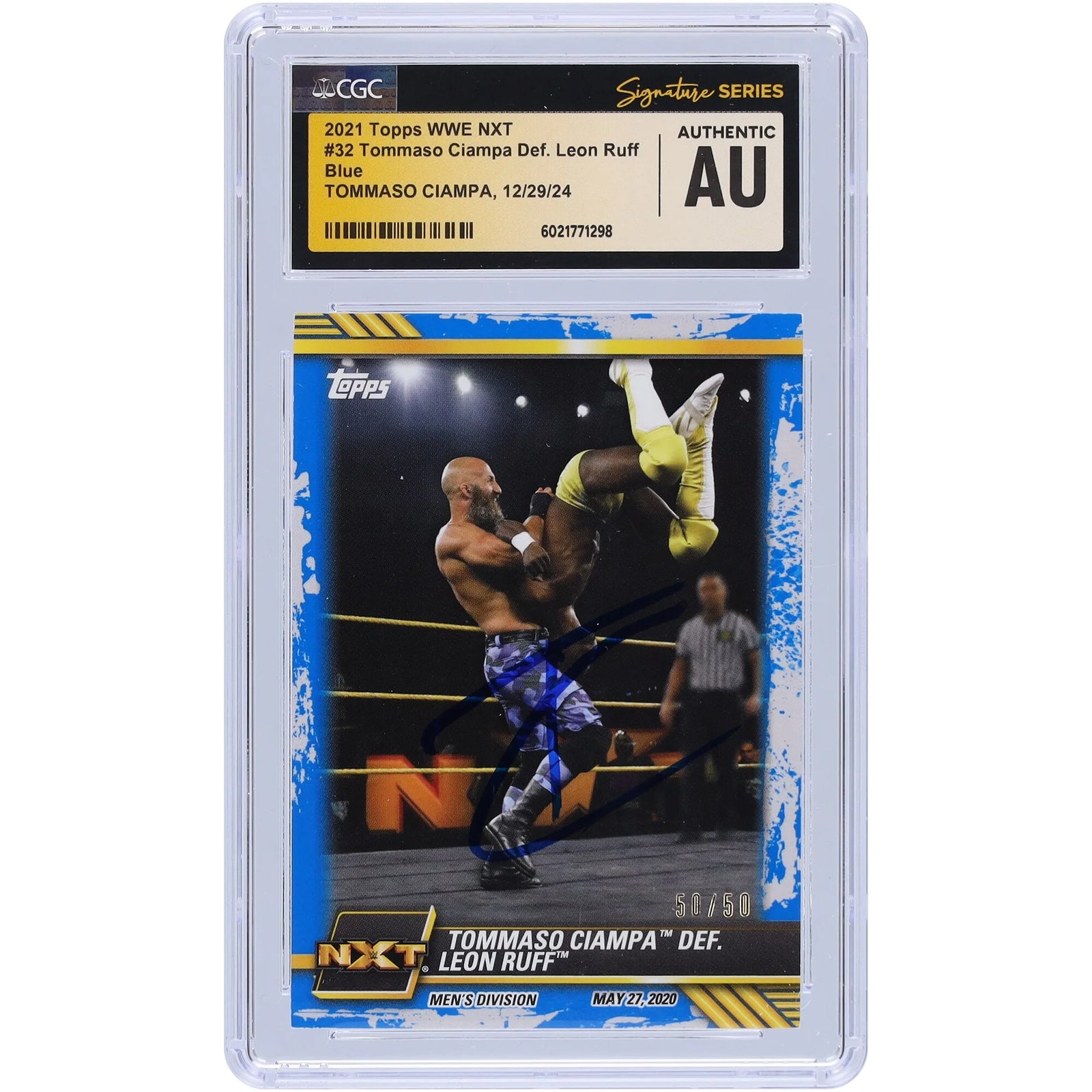 Tommaso Ciampa Signed 2021 Topps NXT Blue #32 Card | Limited #/50