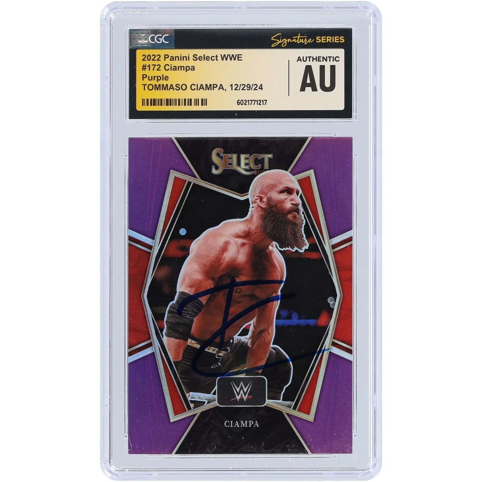 Tommaso Ciampa Signed 2022 Panini Select Purple Prizm #172 | Limited Edition #/75