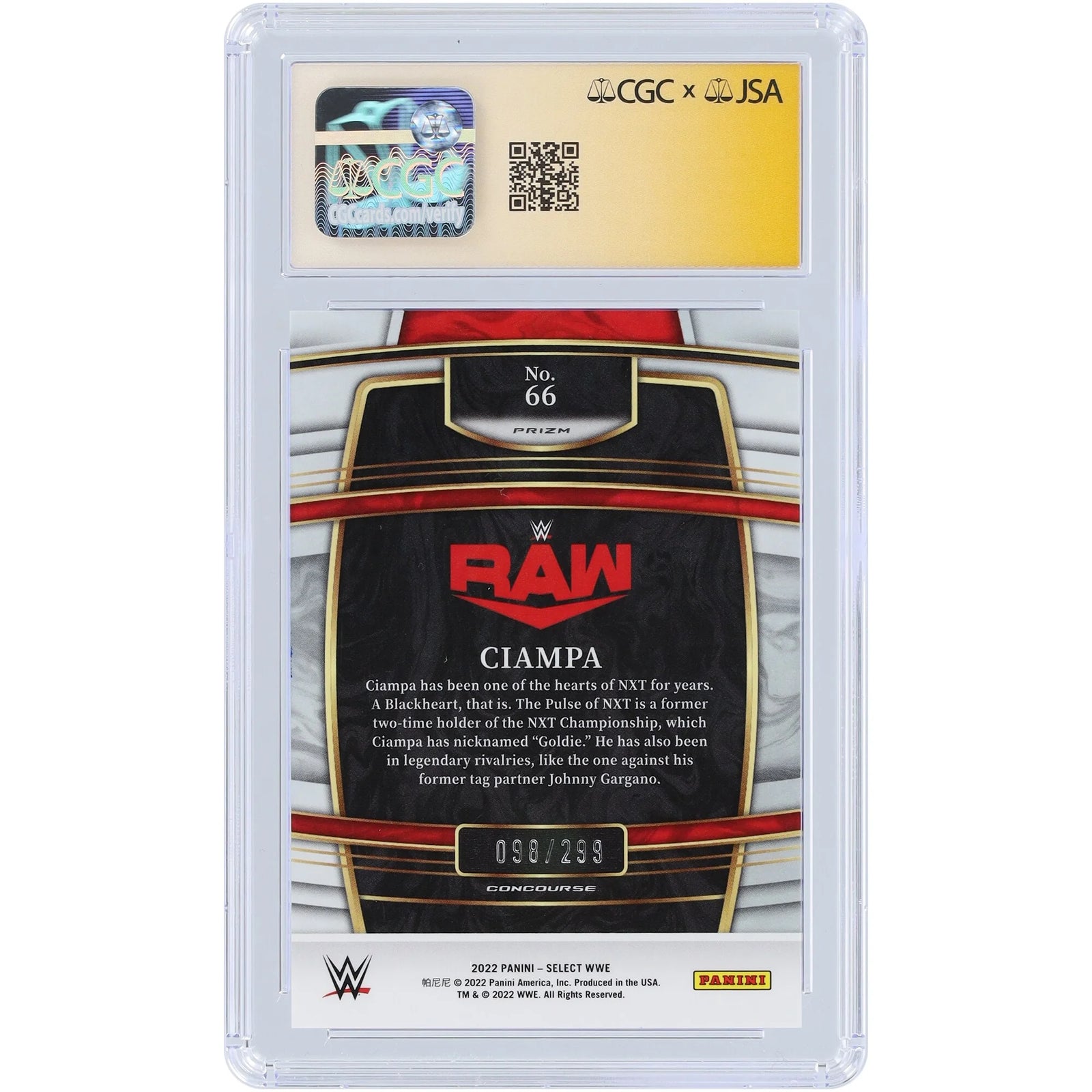 Tommaso Ciampa Signed 2022 Panini Select Light Blue Prizm #66 | #/299